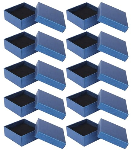 JOINPAYA Set 10 Scatole Portagioie Scatola Rettangolare in Cartone Blu Multifunzione Stile Classico per Anelli e Orecchini Confezioni per Gioielli