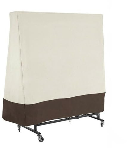 Wodsty Housse de table de ping-pong imperméable pour table pliante en tissu Oxford 210D avec ventilation et poignées, beige + café