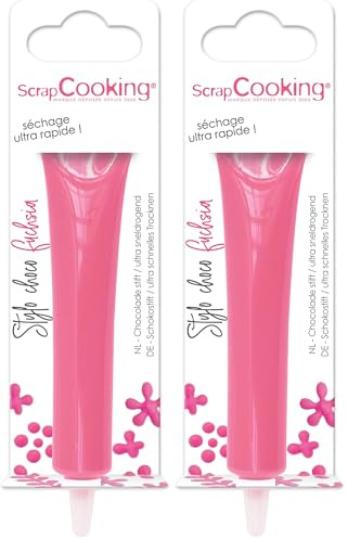 ScrapCooking - Stylo Choco Rose Fuchsia - Crayon Alimentaire Pâtisserie 25 g - Stylo Décoratif Comestible - Écrire & Dessiner sur Desserts, Gâteaux & Biscuits Anniversaire - 6814 (Lot de 2)