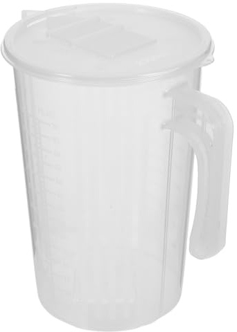 TOYZFRIENDY Jarra Medidora de Plástico Transparente Tapa Deslizante, Capacidad 2000 Ml, Escala Graduada de Doble Cara, Taza Medidora Grande para Cocina, Hornear y Uso al Aire Reutilizable