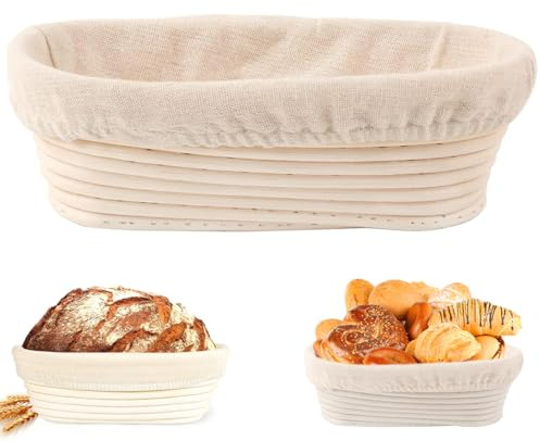 sengcengs Gärkorb Oval, Gärkörbchen, Brot backen Zubehör, Sauerteig Gärkorb, Brotbackform, Enthält Leinenbezug, für die Fermentierung von Teig und Hausgemachtem Brot