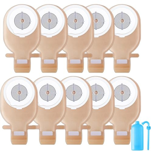 Stomabeutel, Einteiliges Kolostomiebeutel, Einteiliger Stomabeutel, Urostomiebeutel mit Verschluss für Ileostomie-Stomaversorgung, 20-65mm, 10 Stück
