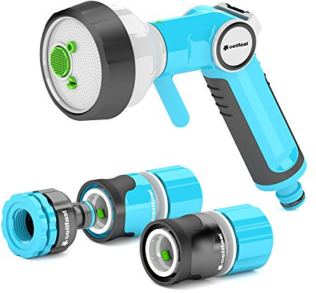 CELLFAST Gartenbrause Set Mit Spritzpistole Sprinklerpistole 4 Funktionen Gartensprinkler Rasensprenger Für Rasen Blumen Pflanzen Schnellanschluss Verbindung Safetouch System 3/4