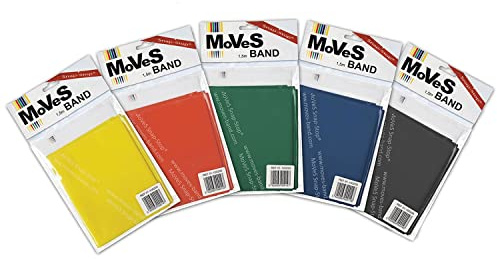 MSD Lot de 5 bandes élastiques sans latex, 1,5 m chacune, toutes résistances, pour Pilates