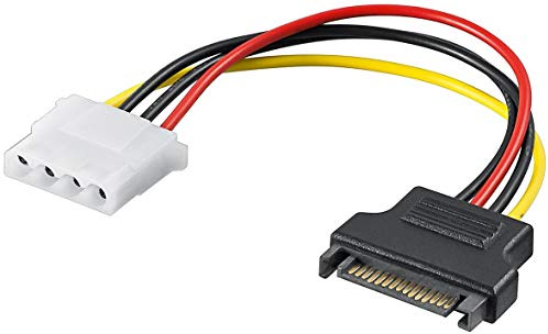 PerfectHD PC Stromkabel | Stromadapter | SATA Buchse (15-polig) > HDD 5,25 Buchse (4-polig) | Festplatte Strom Adapterkabel Verbindungskabel Molex IDE S-ATA