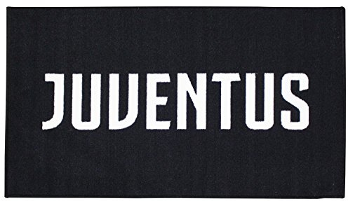 Juventus 3400 070 2131 Tappeto con Antiscivolo, Poliestere, Nero, 110x70x0.3 cm
