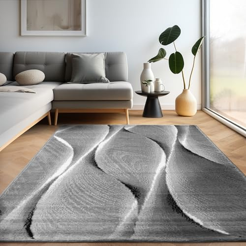 Carpettex Teppich Wohnzimmer Kurzflor 160 x 230 cm Modern Ombre Design Schwarz - Teppich Schlafzimmer Weich Flauschig Waschbar Küchenteppich - Esszimmer Kinderzimmer Flur Teppich Wohnzimmerteppich