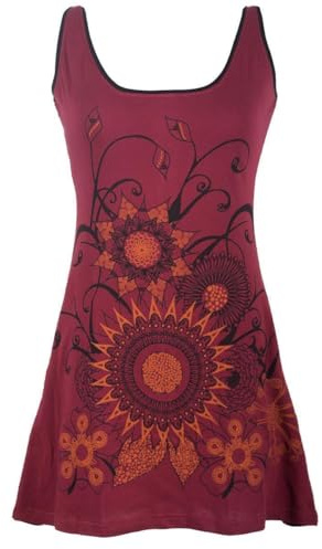 Vishes - Alternative Bekleidung - Ärmelloses Blumenkleid aus Baumwolle mit weitem Ausschnitt