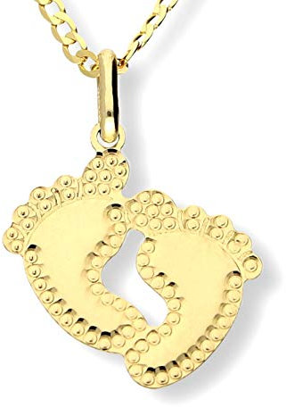 mk-silber Edler 585 Gold ANHÄNGER, Gelbgold, Baby Füße, Geburt, inkl. Schmucketui