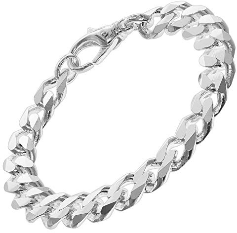 trendor Herren-Armband Silber 925 Panzerketten-Armband Breite 10,8 mm 75139 | Schmuck-Armband für Männer aus Sterlingsilber, Panzer-Armband aus Echtsilber, Silber-Armband hochglanzpoliert, Herrenschmuck