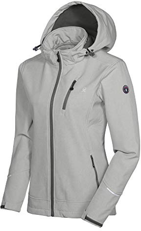 Little Donkey Andy Softshelljacke Damen Wasserdichte Atmungsaktive Fleece Warme Übergangsjacke Outdoorjacke mit abnehmbarer Kapuze