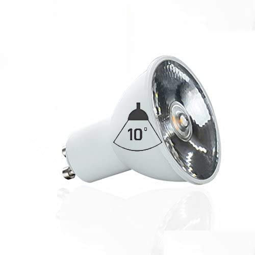 MEC Light GU10 LED Leuchtmittel - 460lm - 6W - Lichtfarbe Kalt Weiß 5500K 10° Abstrahlwinkel Spot/Strahler
