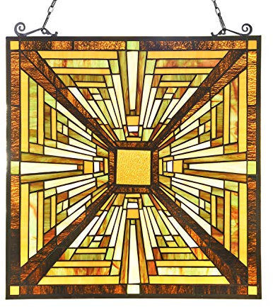 Capulina Stained Glass Window Hanging Panels Mission Elegant Style Suncatcher with Chain for Home Decor Gifts