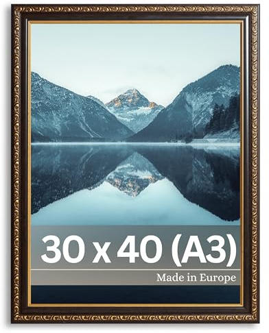 VictoR antik – konstnärlig fotoram Chagall i svart guld – 30 x 40 cm (A3) dekorativ bildram vintage – lämplig för certifikat – certifikat – bildram svart 30 x 40 – barock