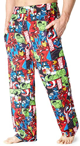 Marvel Avengers Men Teenagers Pyjama Bottoms, Comfy Nightwear Sleepwear Lounge Pants, Gifts for Him (L, Multi Avengers)
