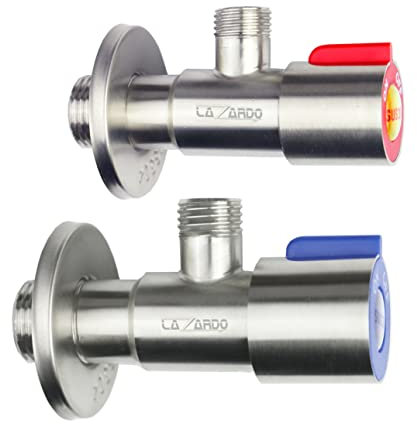 2 valvole angolari in acciaio inox per lavabo, montaggio a parete, 3/8, caldo freddo