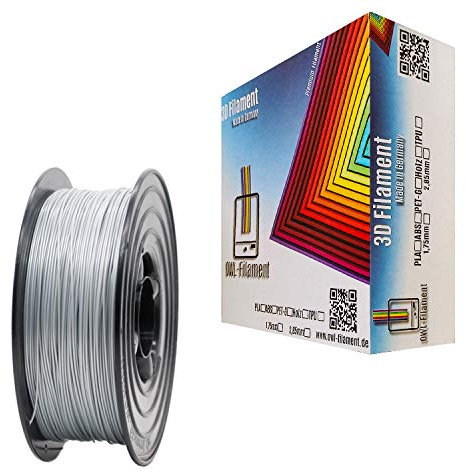 OWL-Filament 3D-Drucker PET-G 1,75mm 1kg Spule Rolle (Silber Metallic)