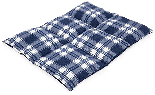 Coussin aux graines de lin 40x30 - Bouillotte sèche - Coussin thermique - Compresse froide (6 compartiments; Design: écossais bleu)