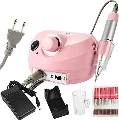 Ponceuse pour Ongles Professionnel Electrique 30000RPM, Layhou Ponceuse à Ongles pour Manucure Pédicure avec 6 Embouts pour Retirer Vernis/Gel pour Domicile et Salon, Silencieuse et Sans Vibration