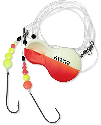 Zebco Premium Inline RFT Flatty Rig Schollen Meeres-Vorfachsystem einsatzbereites Angel-zubehör mit Angelhaken und monofile Angelschnur, orange/Glow, 80 g
