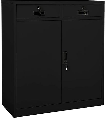 vidaXL Armoire de Bureau Meuble de Classement Meuble de Rangement Stockage de Fichiers Armoire de Rangement Noir 90x40x102 cm Acier