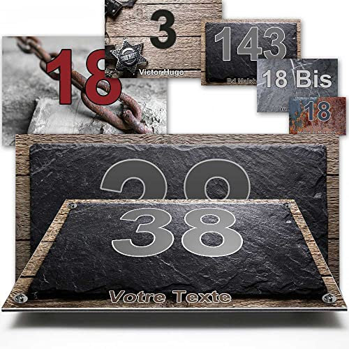 Decorative Aluminium / Polyethylene House Number Plaque, Numbers Sign - for Doors and Letterboxes - Collection Material: 2 Customisable Lines
