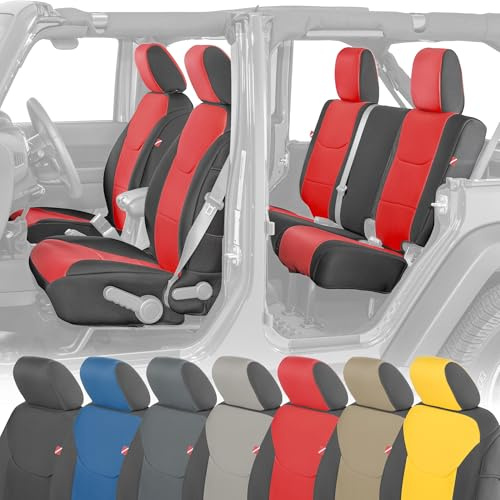Diver Down Front and Rear Neoprene Seat Cover Set, Red - Fits Jeep Wrangler JK Unlimited 2013-2018 4-Door - The Ultimate Custom Fit Seat Cover - Soft Cushion Feel - Designed for Active Lifestyles
