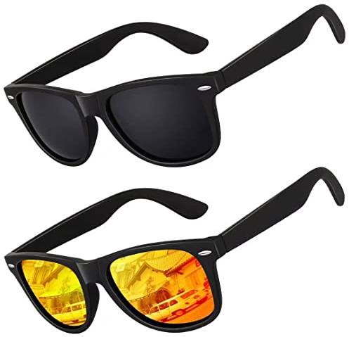 LINVO Lunettes de Soleil Homme Femme Polarisées，Classique UV400 Verres | Design Rétro Années 80 Design ,Vintage Carrées Monture, Ultraléger Résistant, Conduite, Randonnée, Pêche, Voyages