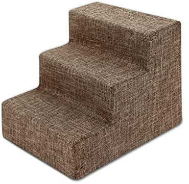 Galatée Hundetreppe, Waschbare Und Abnehmbare Haustierrampe Mit Reißverschlussabdeckung, Hundestufen Für Bett Und Sofa, Haustiertreppe Mit Rutschfester Unterseite(3 Stockwerke Treppen, Braun)