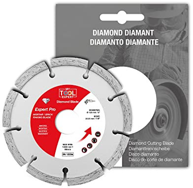 Expert Pro Diamond Mortar Disc 125mm/5, Mortar Masonry Joint Raking Blade for Grinders, Repointing Raker Tool for Fast Removal of Old Mortar, Brickwork pointing