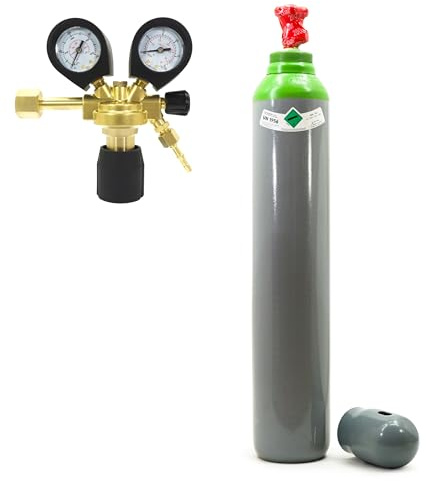 Bouteille de gaz avec réducteur MIX Argon (82%) + CO2 10 litres 1,9 m3 gaz de soudage MIG/MAG TIG