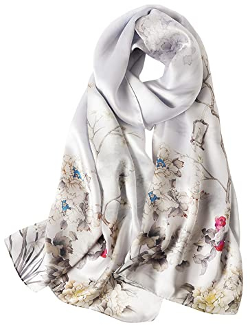 STORY OF SHANGHAI Seidenschal Damene 100% Seide, 40+ Bunte Luxuriöse schal damen, Warm & Weich Leicht Halstuch, Als Stola Seidentuch Geschenk Modische Dekorationen- 53 * 172cm