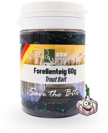 Zite Fishing Forellenteig mit Knoblauch-Aroma 60g – Fängige Forellenpaste | Schwimmend als Forellenköder – Trout Bait Teigköder in knalligen Neonfarben mit Glitter, Forellen Teig