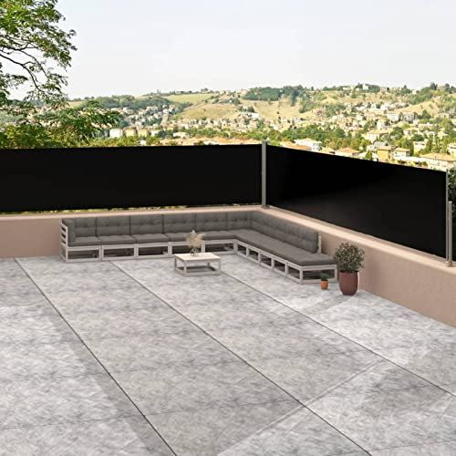 SHUJING Seitenmarkise Ausziehbar, Windschutz Terrasse, Balkon Windschutz, Balkon Sichtschutz, Sichtschutz Zaun, Sichtschutzzaun, Markise Balkon, Sichtschutzwand, Schwarz 117x1200 cm