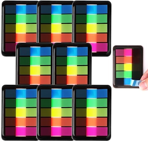 800 Blätter Transparente Haftnotizen, Transparent Sticky Notes, Klein Haften Klebezettel, Haftstreifen Durchsichtige, Book Tabs für Page marker Schule Diagramme Büro Lernen - 5 Farben