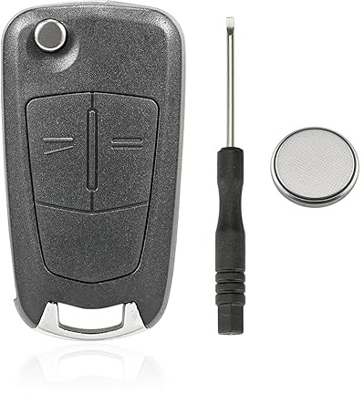 2 Tasten Fernbedienung Klapp Schlüsselgehäuse Kompatibel für Opel Corsa D Astra Vectra Zafira Astra H Signum Omega Tigra (Mit Batterie)
