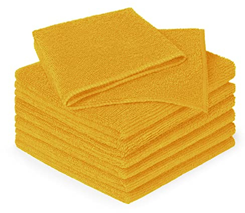 Blumtal 12er Set Mikrofasertücher 30x40 cm Lappen - Geschirrtücher Spicy Mustard - Microfasertücher Putzlappen Waschbar bei 60°C - Reinigungstücher Fensterputztücher - Premium Putztücher
