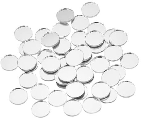 SkyjOy Mosaikfliesen 50 Teile/los Runde Mini Mosaik Fliesen Glas Spiegel Selbstklebende Aufkleber for Wand Badezimmer DIY Hause Dekoration Handwerk Glasfliesen