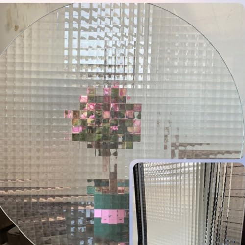 Tapa De Cristal Para Mesa Redonda Tablero De Vidrio Redondas Vidrio Templado Transparente Para Mesa De Comedor Diámetro 35cm ~ 100cm Para Mesa De Comedor Cocina Jardín ( Color : Checkered , Size : Ø 6