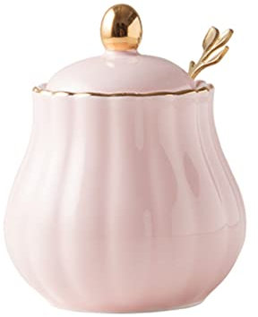 Vaso per zucchero in ceramica, zuccheriera, salier Zuccheriera in tinta unita con coperchio e cucchiaio, barattolo for zucchero in ceramica da 300 ml, zuccheriera in porcellana, for bar, ristorante, c