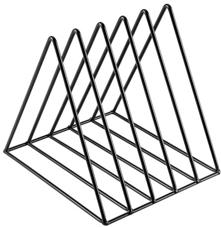 1 x Dreieck-Aktenhalter, 5 Schlitze, Metall, Zeitschriftenhalter, für Büro, Zuhause, schwarz