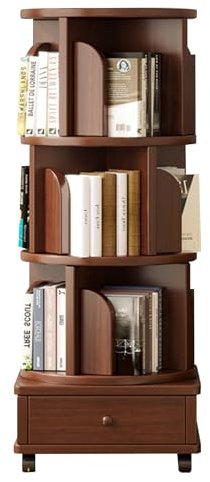 Drehbares Bücherregal, Bücherturm Freistehend, Drehbares Bücherregal Aus Massivem Holz, Verwendung Für Kleinen Raum Mit Stauraum, Zeitschriften Und Bücher Für Wohnzimmer, Arbeitszimmer Und Büro