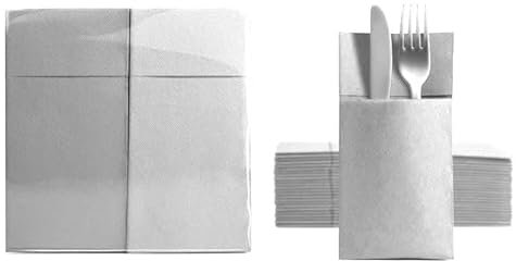 Aroba 250 Soft Point Besteckservietten weiches Material, Volumen & Struktur | fertig gefaltete Servietten mit Schlitz | 39x38 cm 1/8 Falz Bestecktasche |gute Qualität Grau