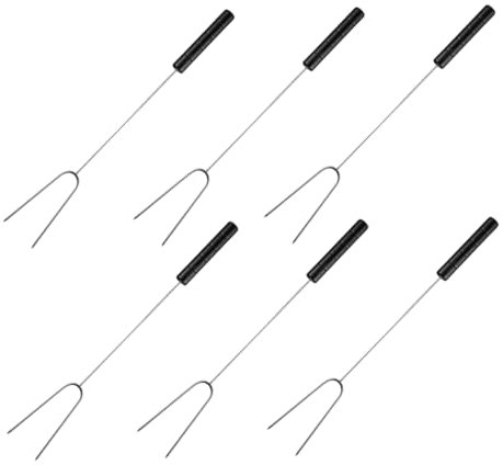 Alipis 6piezas Palos Barbacoa Exteriores Mango Madera Tenedor Asar Herramientas Barbacoa Antiescaldaduras Fácil Guardar Fiestas