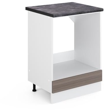 Vicco Herdumbauschrank R-Line, Herdschrank, Grau/Weiß, 60 cm, AP Anthrazit