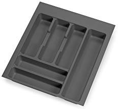 Emuca - Organizzatore di posate, organizzatore cassetto cucina, vaschetta portaposate 386x482mm, 6 scomparti, modulo 45 cm, plastica, Grigio Antracite