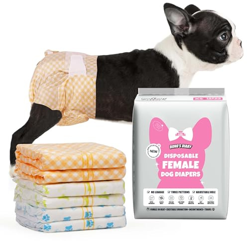 Dono Pañales para Perros Hembra,20 uds, pañales para Gato, pañales para Perro, indicador de Humedad,Paquete de 3 Colores,Super Absorbente, a Prueba de Fugas, incontinencia, Perros en celo,XXS,XS,S,M