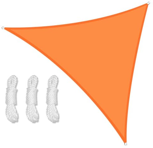 Zeltplane Camping Zelt Tarp 5 x 5 x 5/2 x 2 x 2 m, wasserdicht, dreieckig, Sonnenschutz, Überdachung, Garten, Terrasse, Pool, Sonnensegel, Markise, Schattentuch(ORANGE,500X500X500CM)
