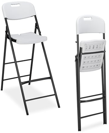 Relaxdays Barhocker klappbar, 2er Set, Rückenlehne, HxBxT: 118 x 44,5 x 82 cm, hoher Barstuhl, PE & Metall, Farbwahl