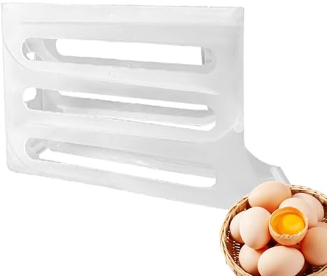 Automatic Rolling Egg Organizer for Refrigerator - 4 Tier Safe and Durable Egg Rack | Drop Protection Egg Holder Kitchen Cabinet Sliding Egg Box Refrigerator Side Door 4 Tier Automatic Egg Roller